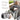 Grey dog car booster seat with a French bulldog riding belted into the car seat