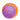 Purple small and orange large rubber dog frisbee showing both sizes